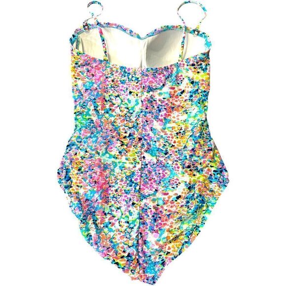 KENNETH COLE NEW YORK Water Color Floral Colorful One Piece Swim Suit Size Small - Picture 2 of 2